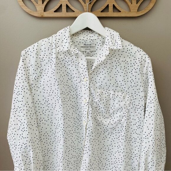 Madewell Oversized Polka Dot Button Up Top White Sz XXS - Picture 2 of 9